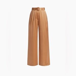 ZIMMERMANN Belted pleated 100% silk wide-leg pants size 1 ( damage)